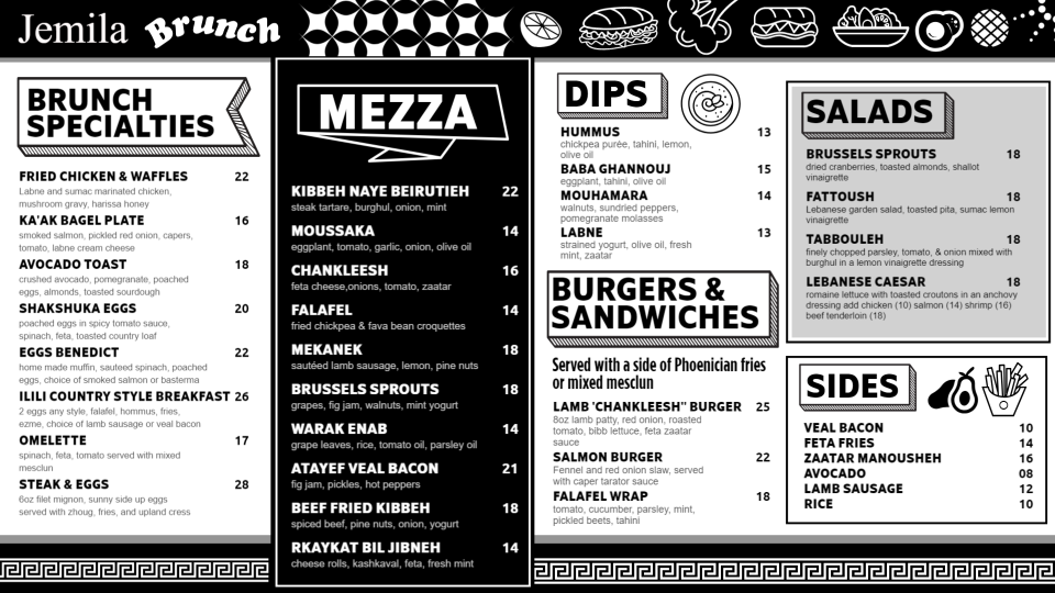Lebanese Menu board