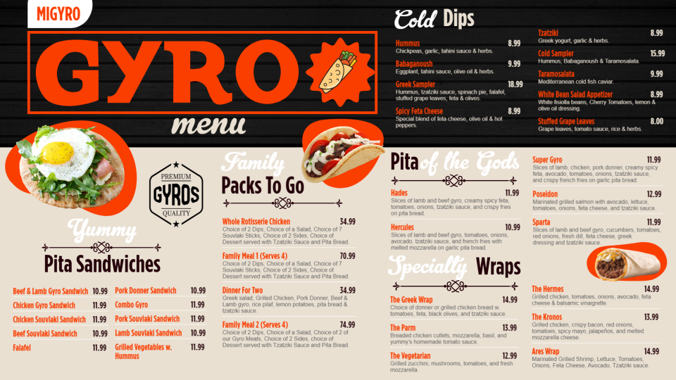 Gyro Menu Design