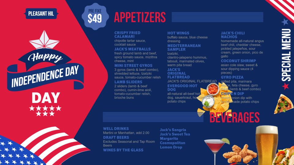 Independence Day Menu Template Independence Day Menu Template