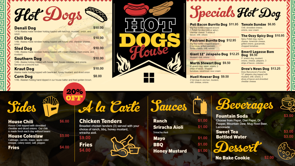 Hotdog Menu board Design