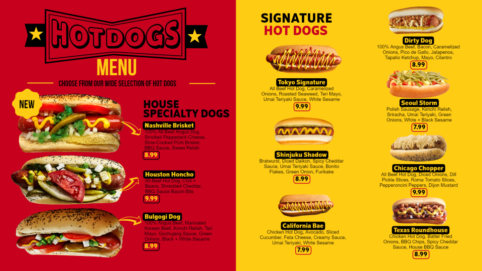 Hot Dog Menu Template Hot Dog Menu Template