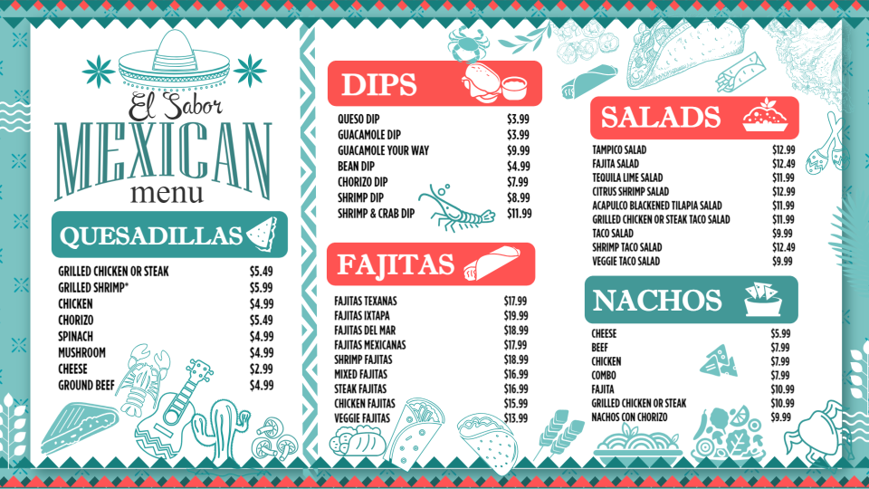 Mexican Menu Board