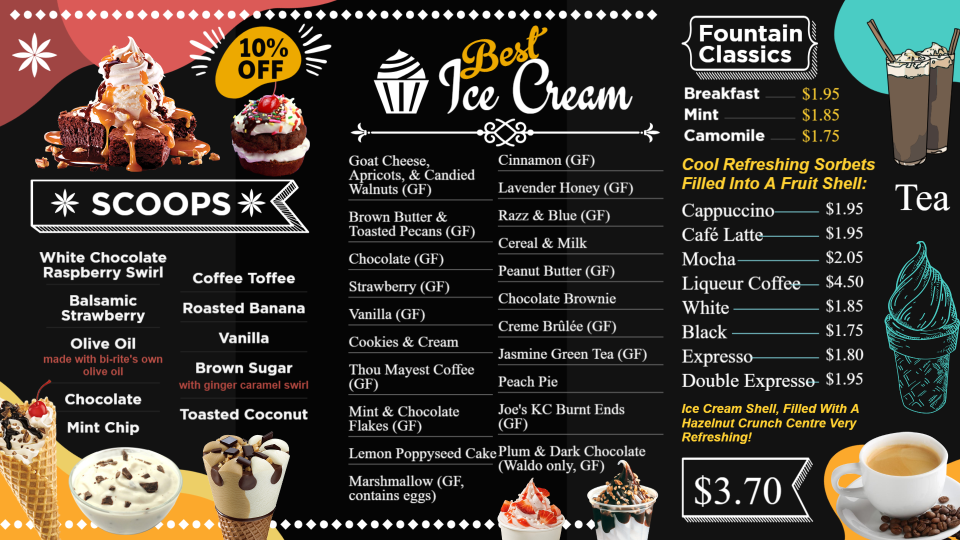 Ice Cream Black Menu Board Ice Cream Black Menu Board