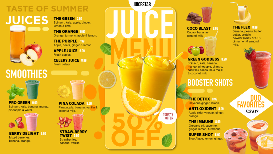 Juice Menu Board