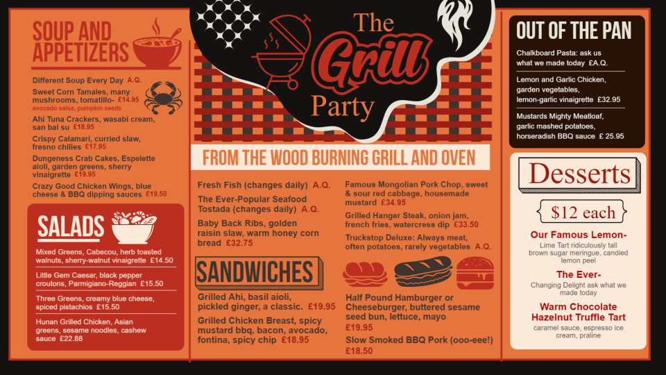 Grill Menu Design Grill Menu Design