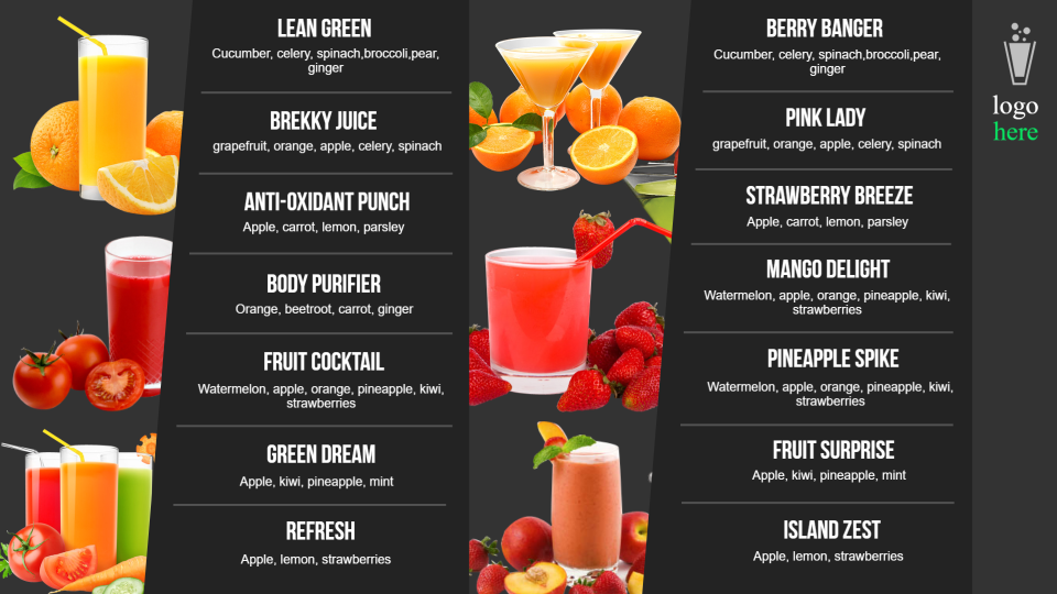 Juice menu