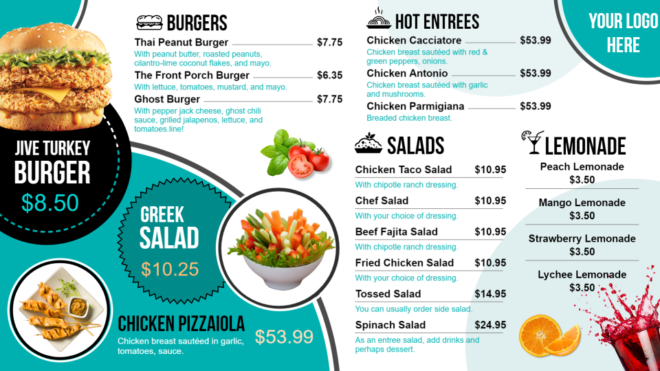 Catering menu boards