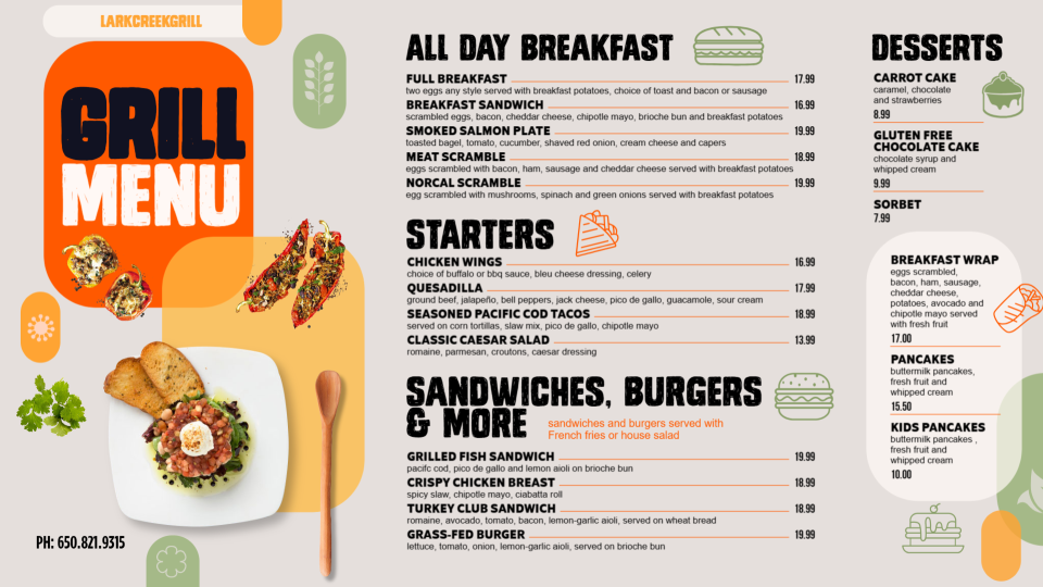 Grill Menu idea Grill Menu idea