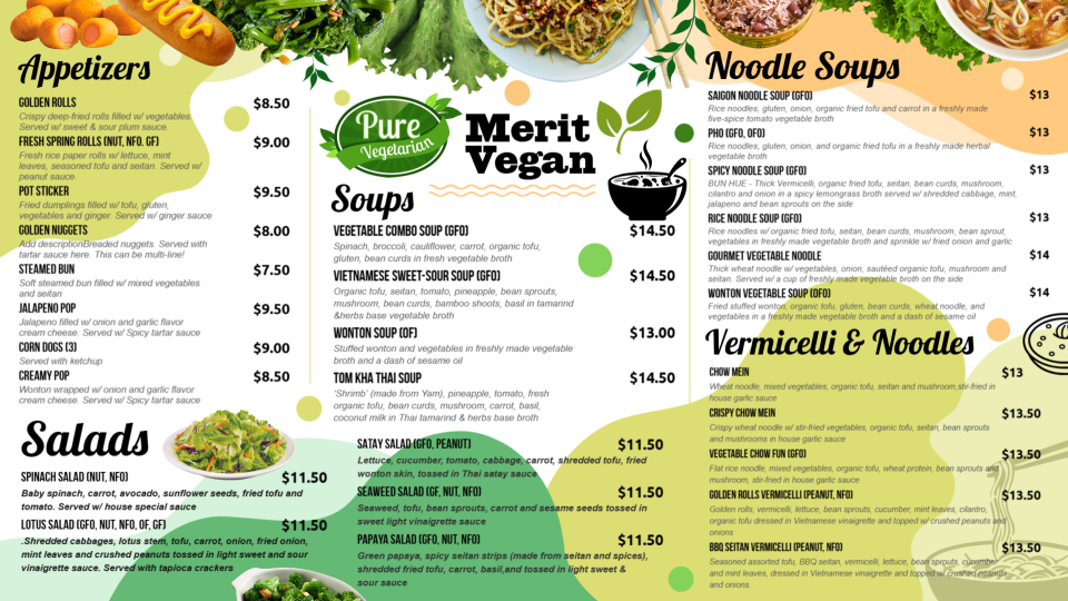 Vegan Menu Template Vegan Menu Template