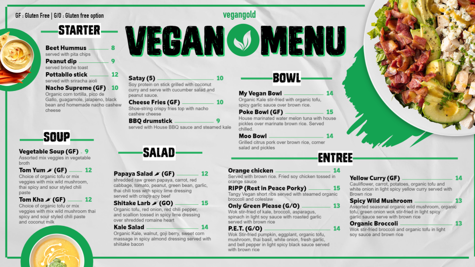 Vegan Menu Design Vegan Menu Design