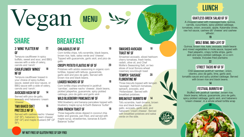 Vegan Menu Design Vegan Menu Design