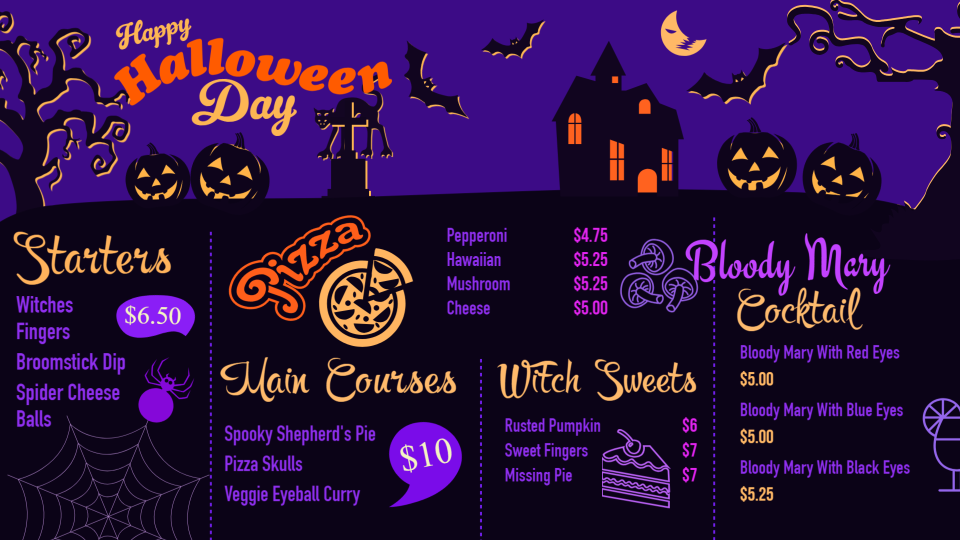 Halloween Day Menu Design Halloween Day Menu Design