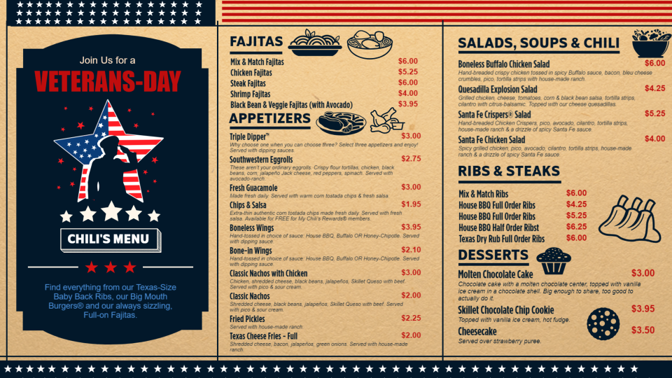 Veterans Day Menu Design