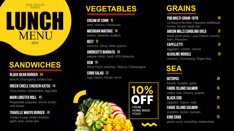 Lunch Menu Design Board