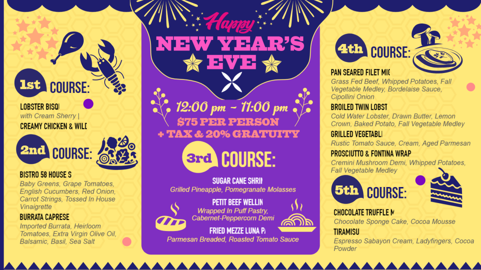 New Year Menu design Template