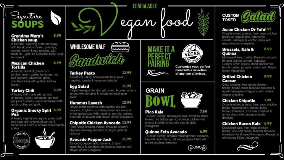 Vegan Chalk Menu Design Vegan Chalk Menu Design