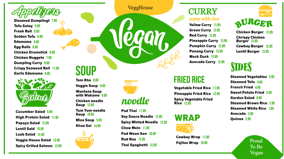 Vegan Menu Template Vegan Menu Template