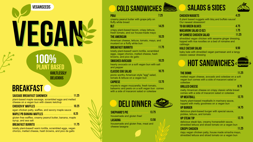 Vegan Menu Board Design Vegan Menu Board Design
