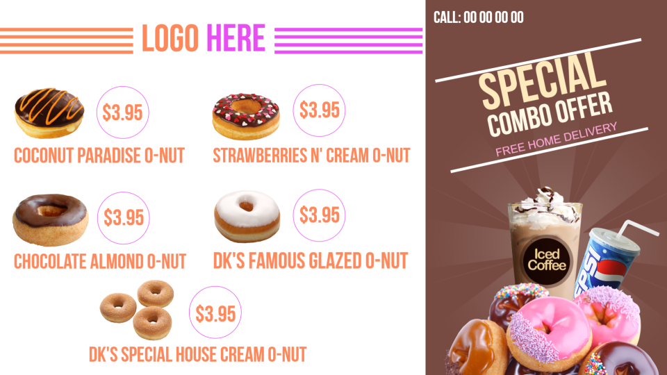 Light Bakery menu templates