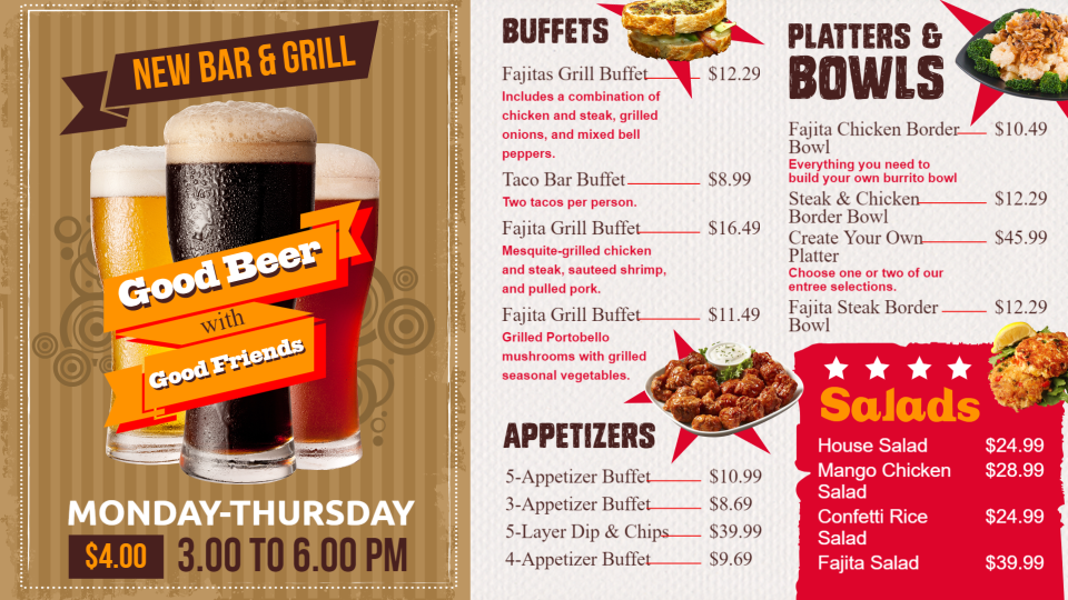 Bistro grill menu