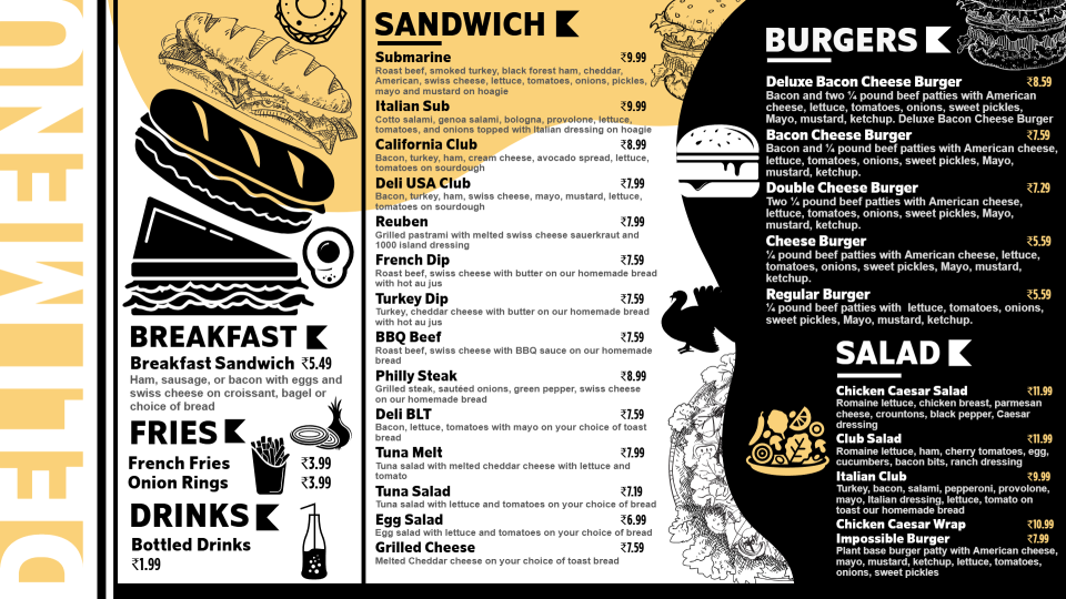 Deli Menu Board design Deli Menu Board design