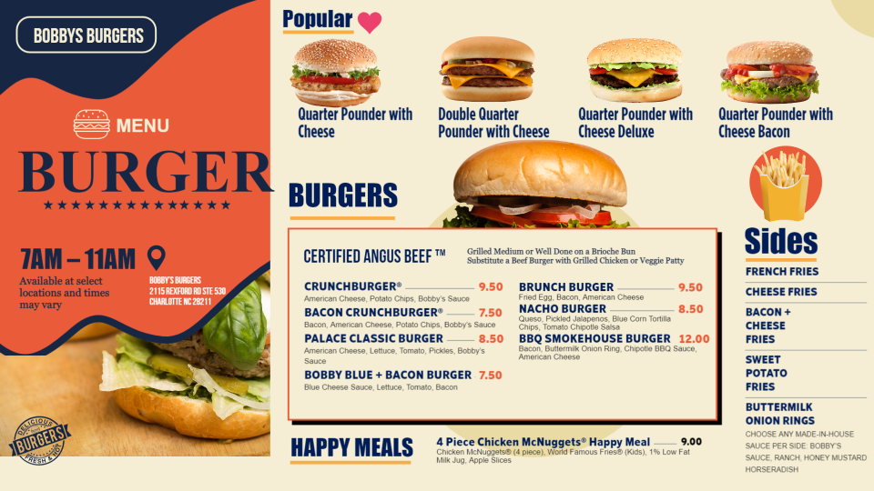 Burger Menu Template Sample