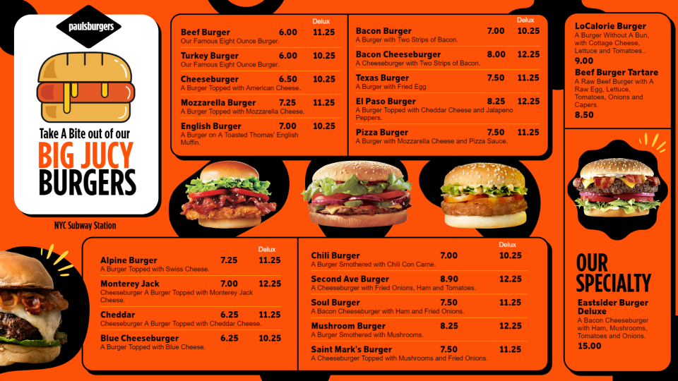 Burger Menu Board Design