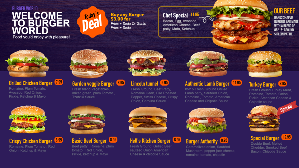 Burger Menu Board Design