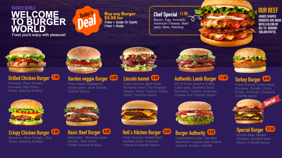 Burger Menu Board Design Burger Menu Board Design