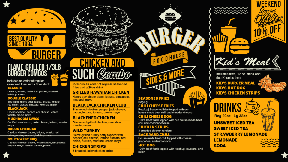 Burger Menu Board Design Template