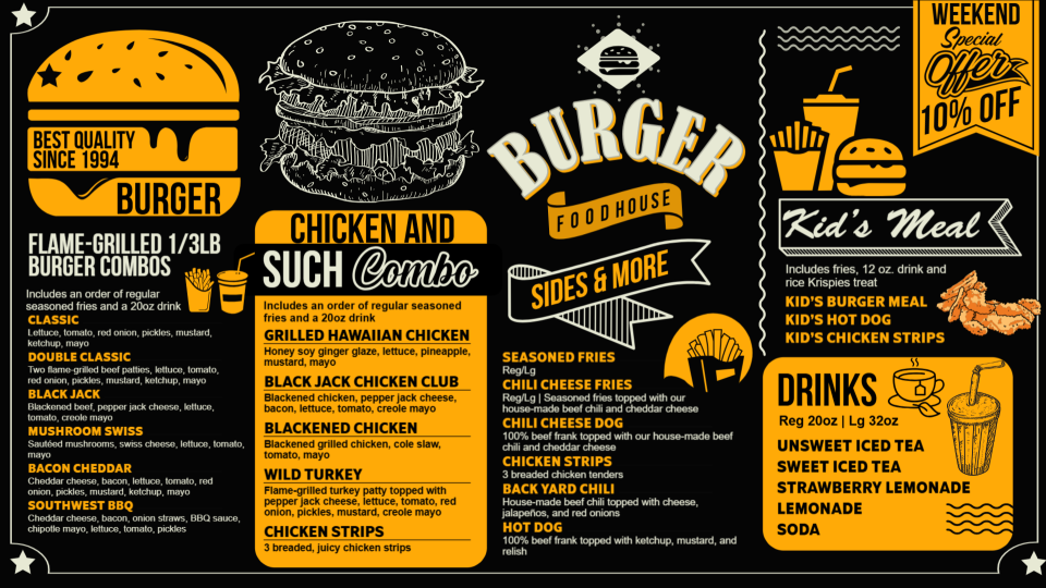 Burger Menu Board Design Template-01 Burger Menu Board Design Template-01