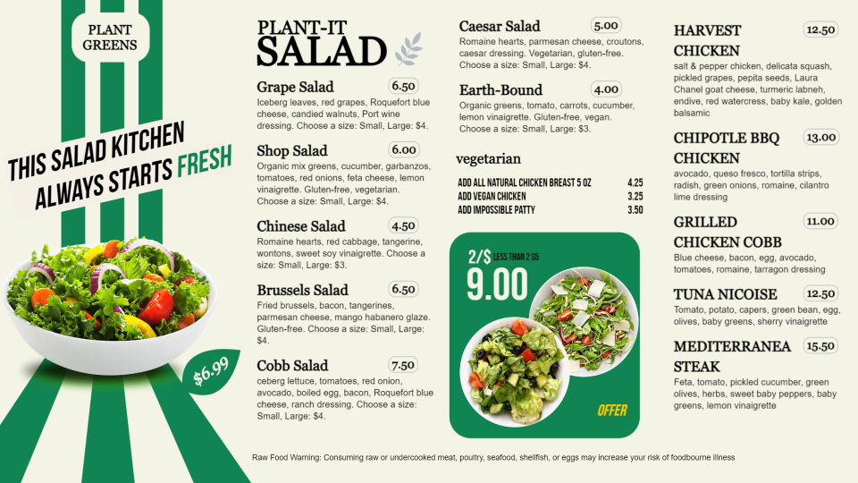 Salad menu Template Design