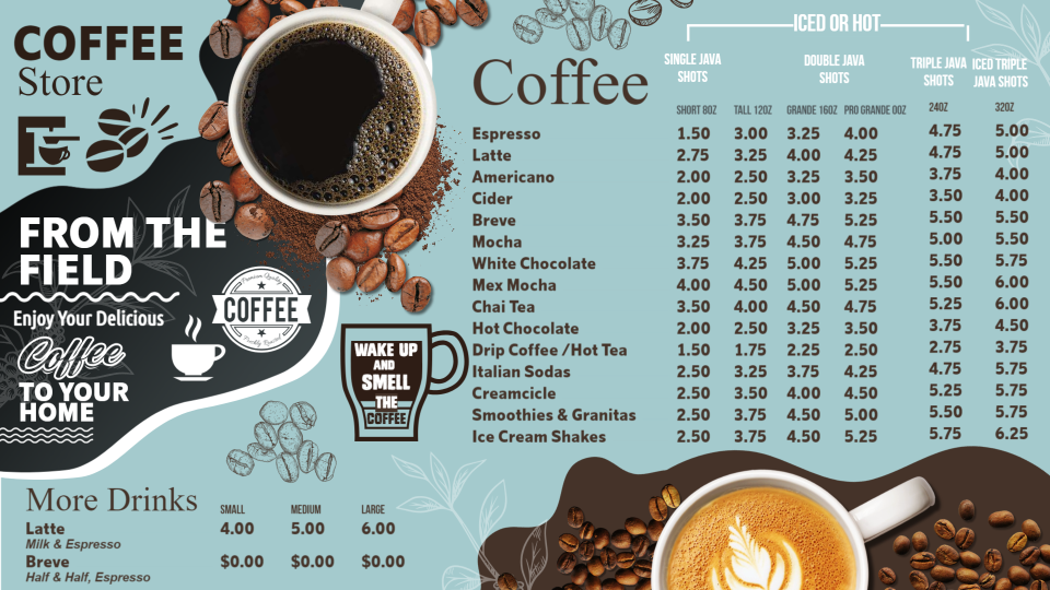 Coffee Menu design Coffee Menu design