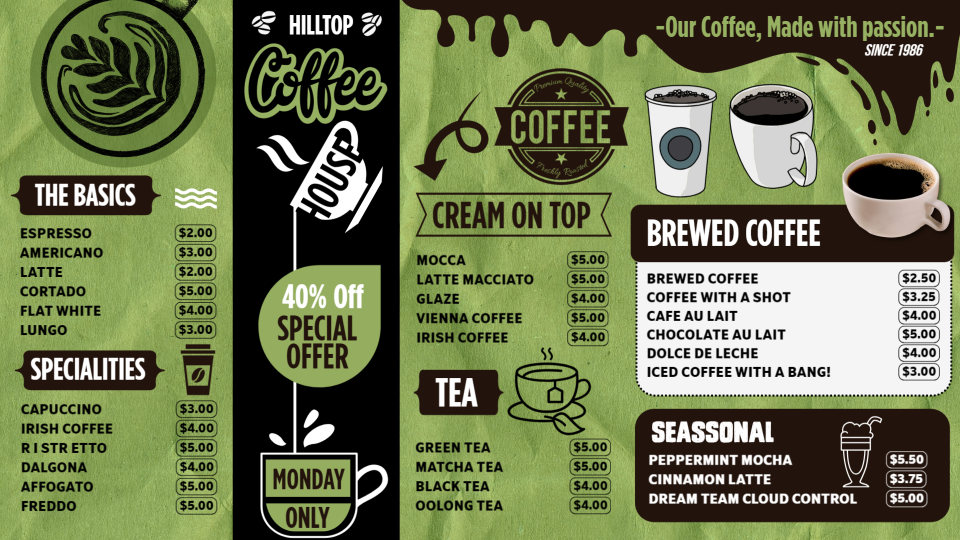 Coffee Shop Menu Design Coffee Shop Menu Design