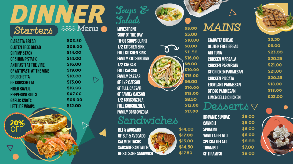 Dinner Menu Design Board Dinner Menu Design Board