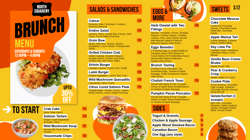 Creative Brunch Menu Design