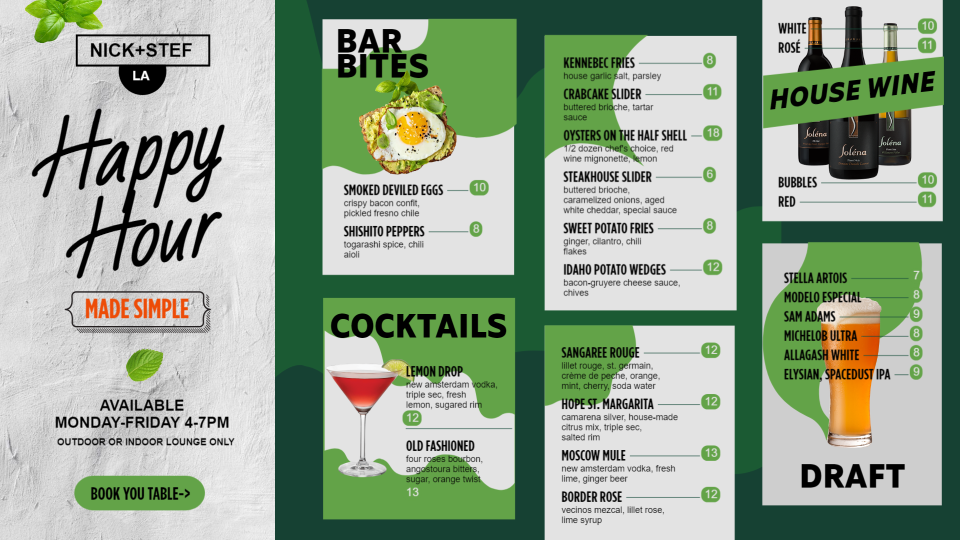 Beautiful Happy Hour Menu Design Beautiful Happy Hour Menu Design