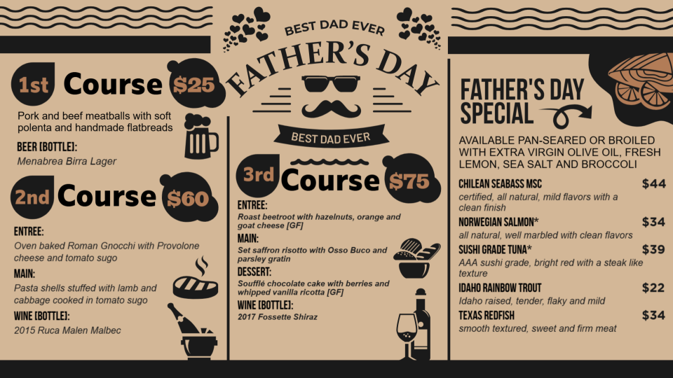 Fathers Day Signage Menu Fathers Day Signage Menu