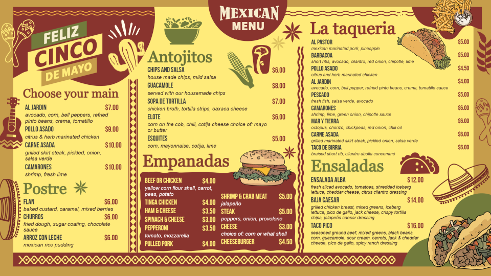 Mexican Menu Template Design Mexican Menu Template Design