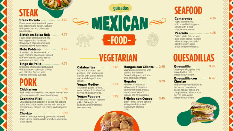 Creative Mexican Menu Design Creative Mexican Menu Design