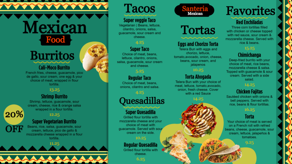 Best Mexican Menu Design Template Best Mexican Menu Design Template
