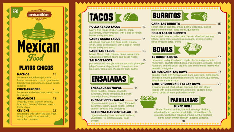 Beautiful Mexican Menu Board Design Beautiful Mexican Menu Board Design