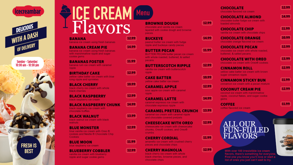 Ice Cream Menu Images Ice Cream Menu Images