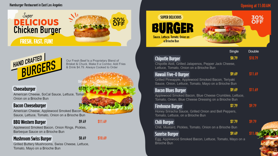 Beautiful Burger Menu Design