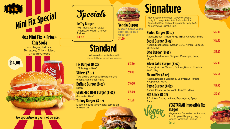 KFC Style Burger Menu Design