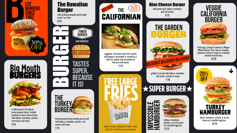 Burger Menu Design Poster Burger Menu Design Poster