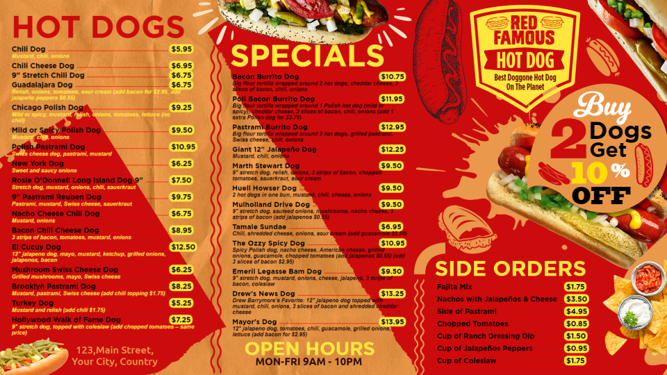 Hot dog Menu Templates Hot dog Menu Templates