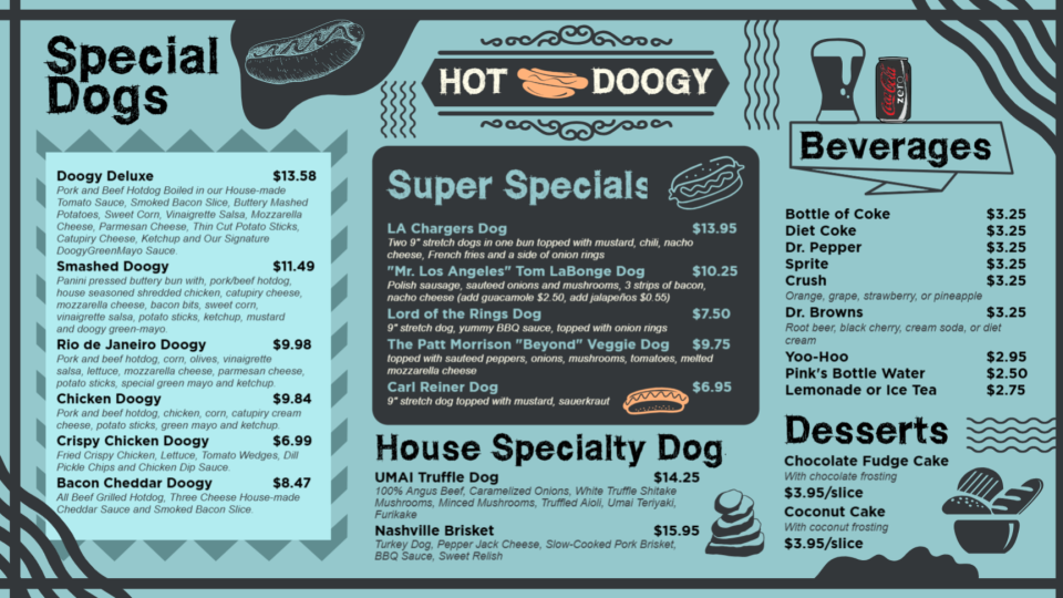 Editable Hot dog Menu Editable Hot dog Menu