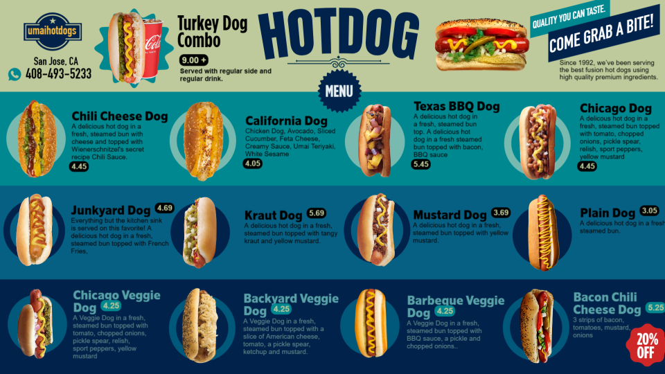 Hot Dog Menu Images Hot Dog Menu Images