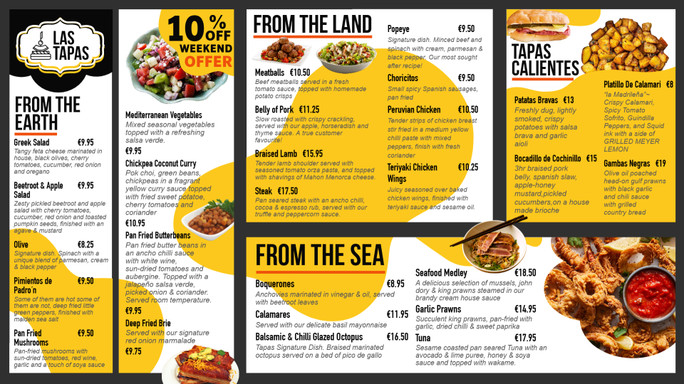 Free Tapas Menu Template Free Tapas Menu Template
